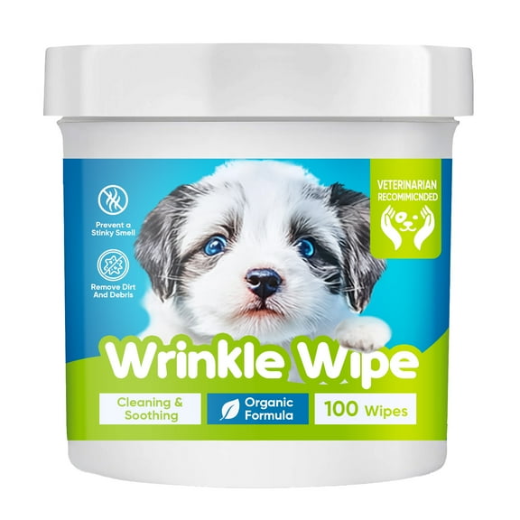 Pet Wipes For Dogs, Wrinkle Wipes For Dogs, Gentle Pet Wipes With Coconut Oil for Bulldogs, Dog Wipes For Grooming Faces, Paws & Butts, 100 Count
