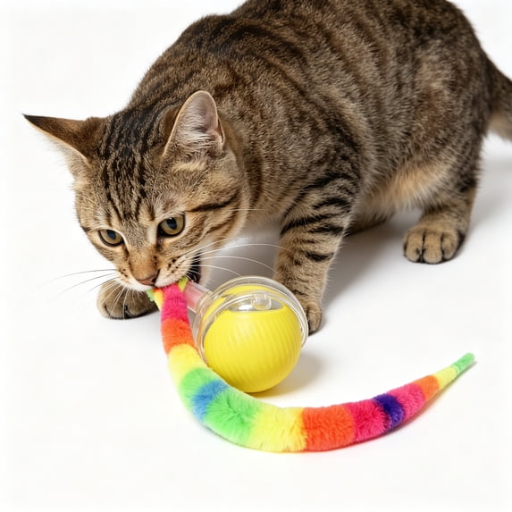 Pet Wobble Ball, Interactive Rolling Treat Dispenser, Chewing Exercise Rubber Toy for Indoor Dog Cat Boredom Relief, Canine Engagement Sphere, Yellow