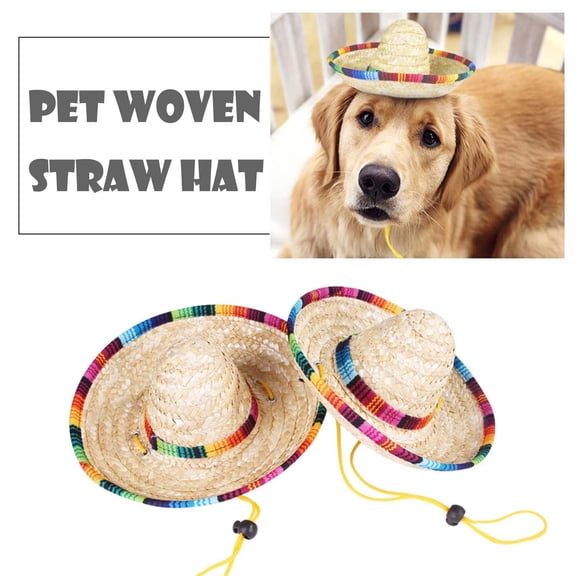 Pet Woven Straw Hat Pet Outfit For Dogs And Cats Perfect For Halloween Parties And Photo Shoots Pet Hats Birthday Gift For Pet Dog Cat M