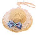 thumbnail image 1 of Pet Woven Straw Hat, Sun Protection Cap for Cat Dog Outdoor Sunscreen Dress Up, 1 of 5