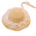 thumbnail image 1 of Pet Woven Straw Hat, Sun Protection Cap for Cat Dog Outdoor Sunscreen Dress Up, 1 of 5