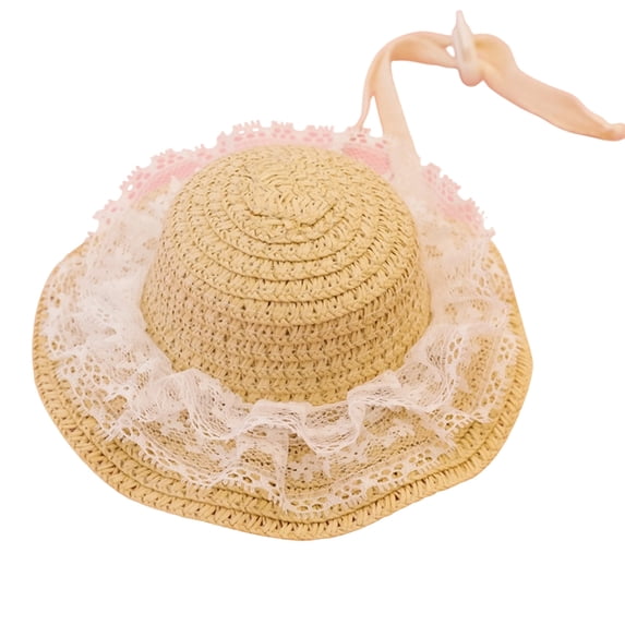 Pet Woven Straw Hat, Sun Protection Cap for Cat Dog Outdoor Sunscreen Dress Up