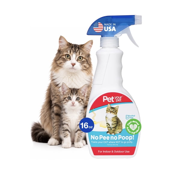 Pet Your Pet No Pee No Poop Cat Potty Training Spray, 16 fl oz – Safe & Non-Toxic for Kittens & Cats, Outdoor