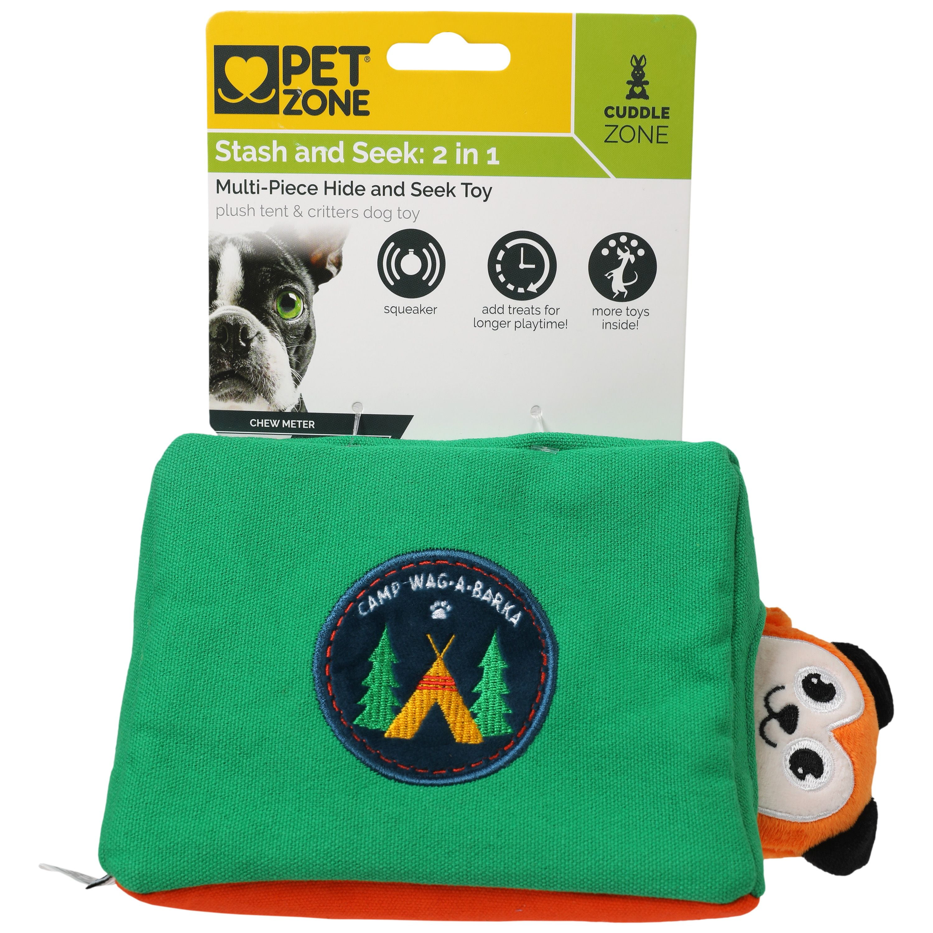 Pet Zone Camp Wag-a-Barka Hide and Seek Plush Squeaky Dog Toys
