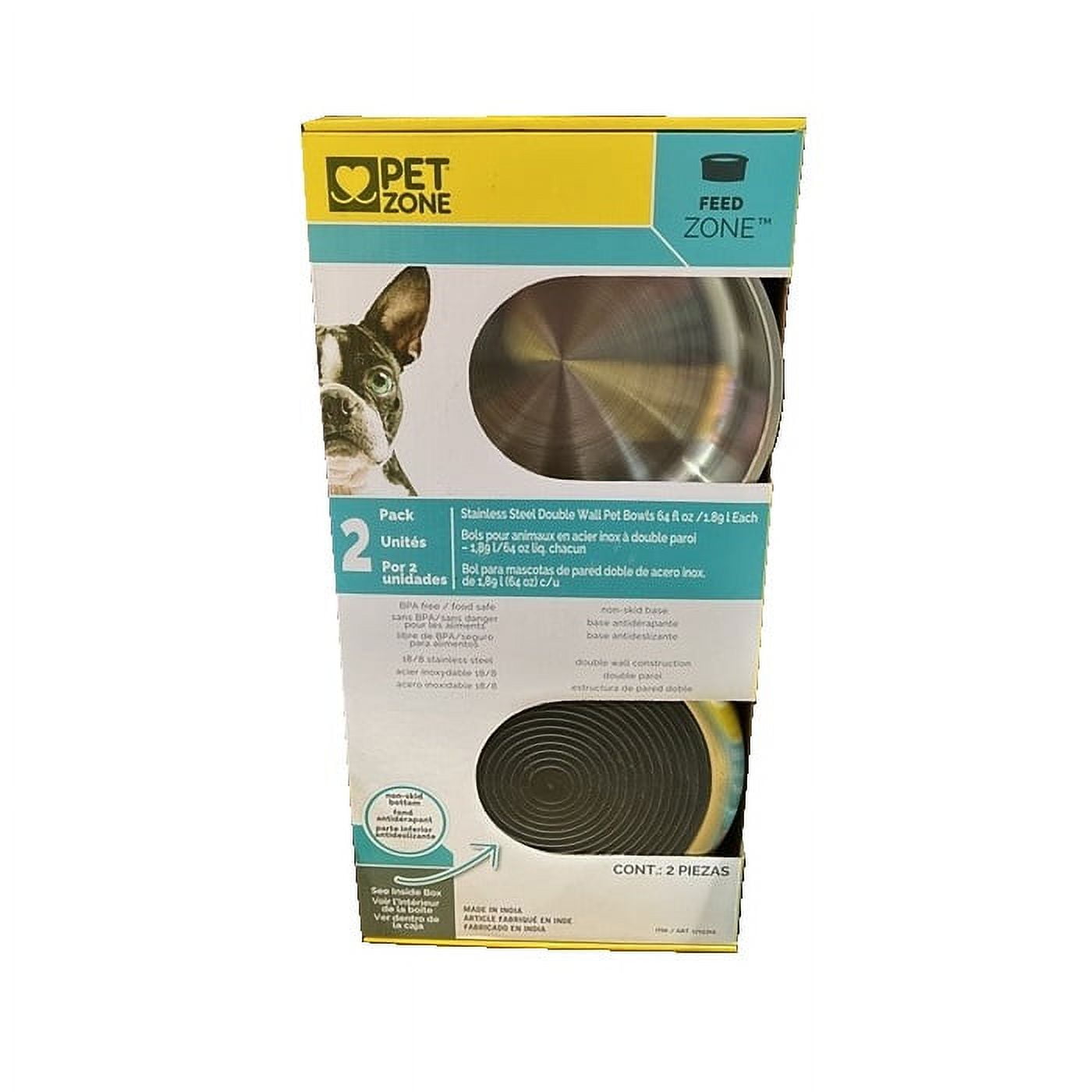 Pet Zone Food & Water Bowl with Rubber Base