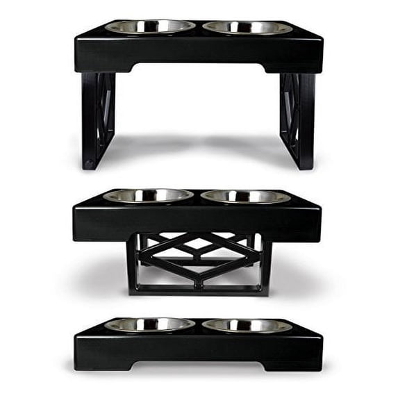 Pet Zone Designer Diner Adjustable Elevated Dog Bowls Raised Dog Bowl Station with Stand, Adjusts to 3 Heights comes with 2 SS Bowls (7-Cup Capacity)