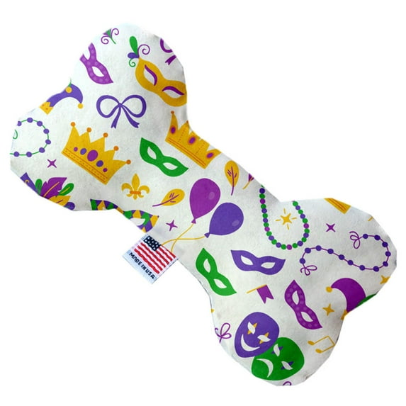 Pet and Dog Plush Heart or Bone Toy, "Mardi Gras Group"