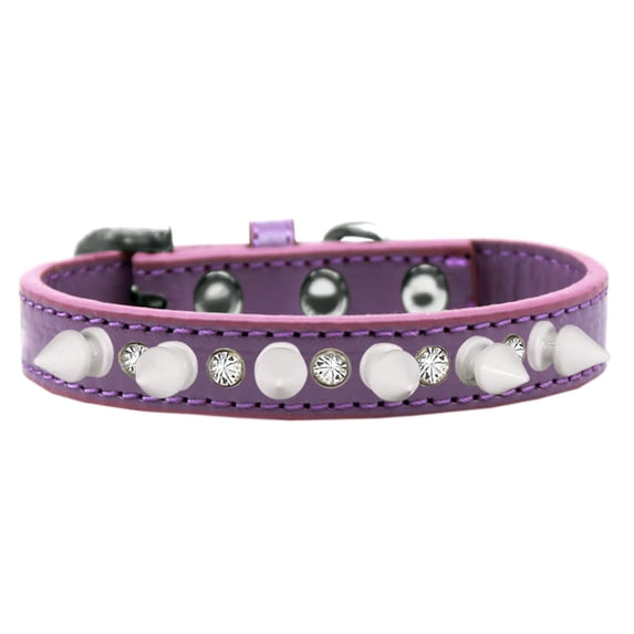 Pet and Dog Spike Collar, "Clear Crystals White Spikes"�