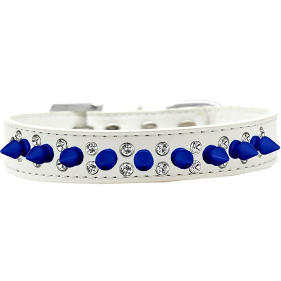 Pet and Dog Spike Collar, "Double Crystal Blue Spikes"
