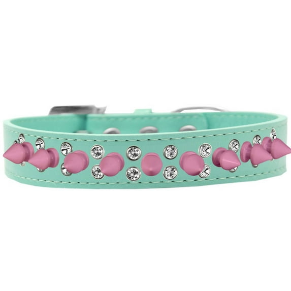 Pet and Dog Spike Collar, "Double Crystal Light Pink Spikes"