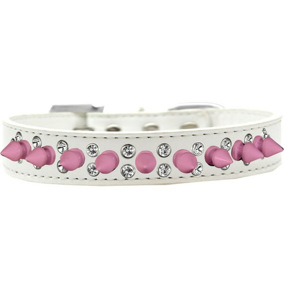 Pet and Dog Spike Collar, "Double Crystal Light Pink Spikes"
