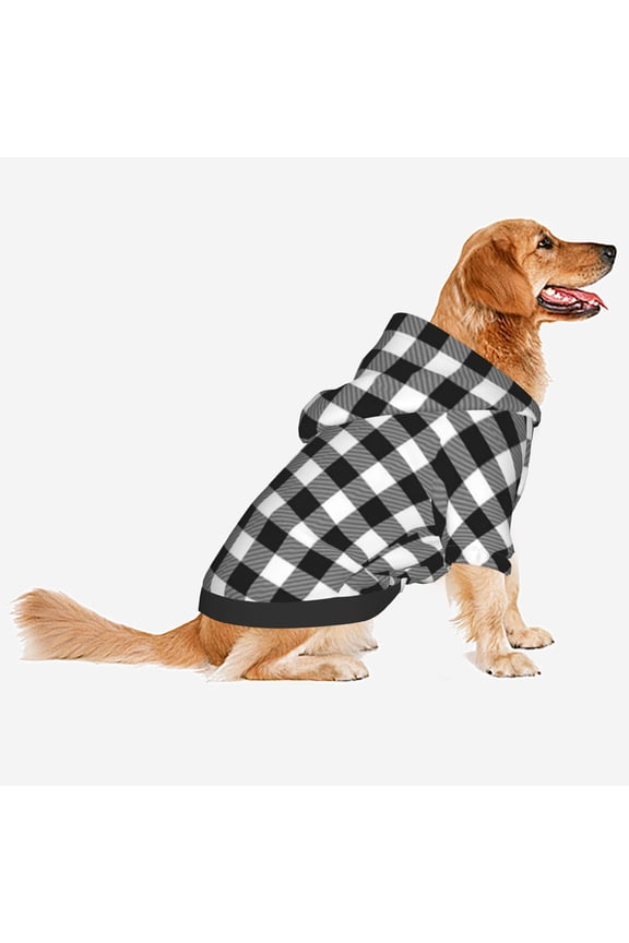 Pet clothing Set Of 2 Plaid Jackets For Medium And Large Dogs Warm Flannel Vest With 5 Size Options Red Black Black White, 30-35 cm, Black