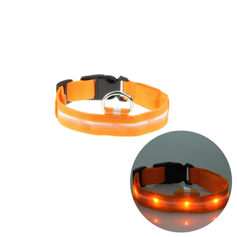 Pet collar 2.5CM Nylon Pet Dog Collar Night Safety LED Lightup Flashing Glow in the Dark