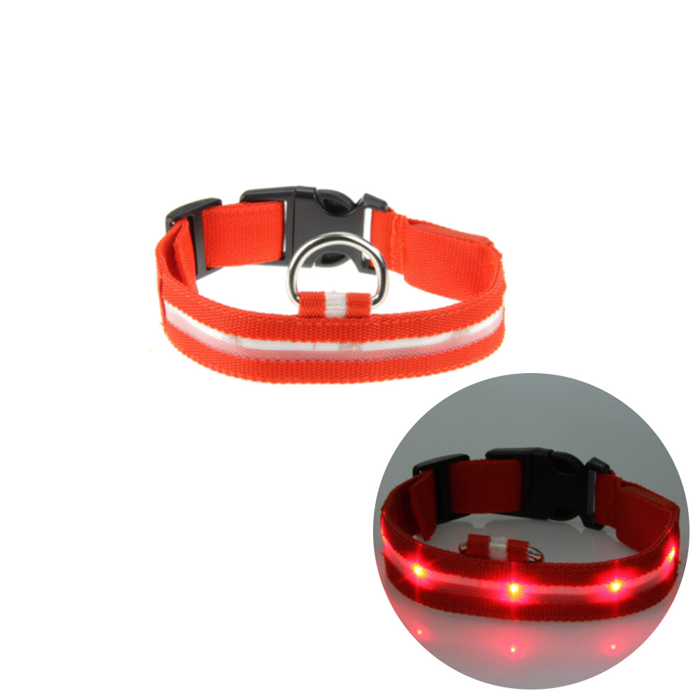 Pet collar 2.5CM Nylon Pet Dog Collar Night Safety LED Lightup Flashing Glow in the Dark