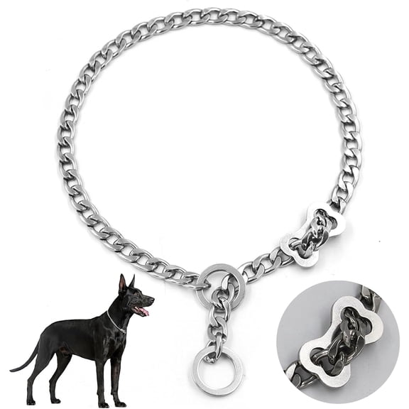 Chain Dog Collar, Metal Links Walking Training Collar, for Small, Medium, Large Dogs(XL)