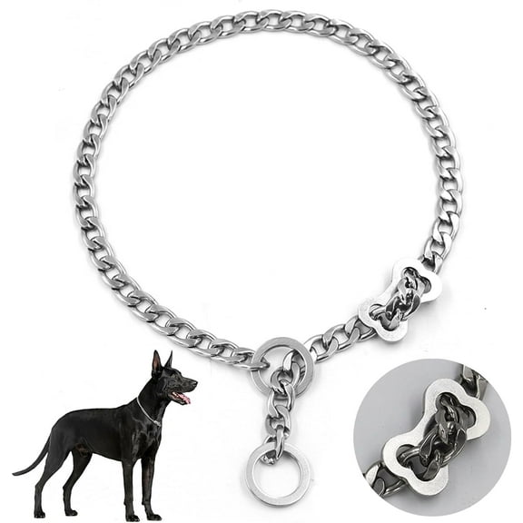 Chain Dog Collar, Metal Links Walking Training Collar, for Small, Medium, Large Dogs(XL)