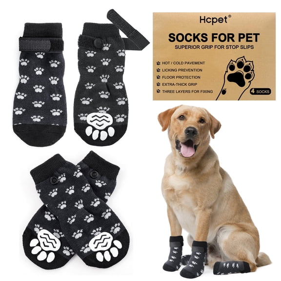 Anti-Slip Dog Socks to Prevent Licking Paws,Anti-Slip Dog Socks with Adjustable Straps for Indoor Hardwood Floors, (L)