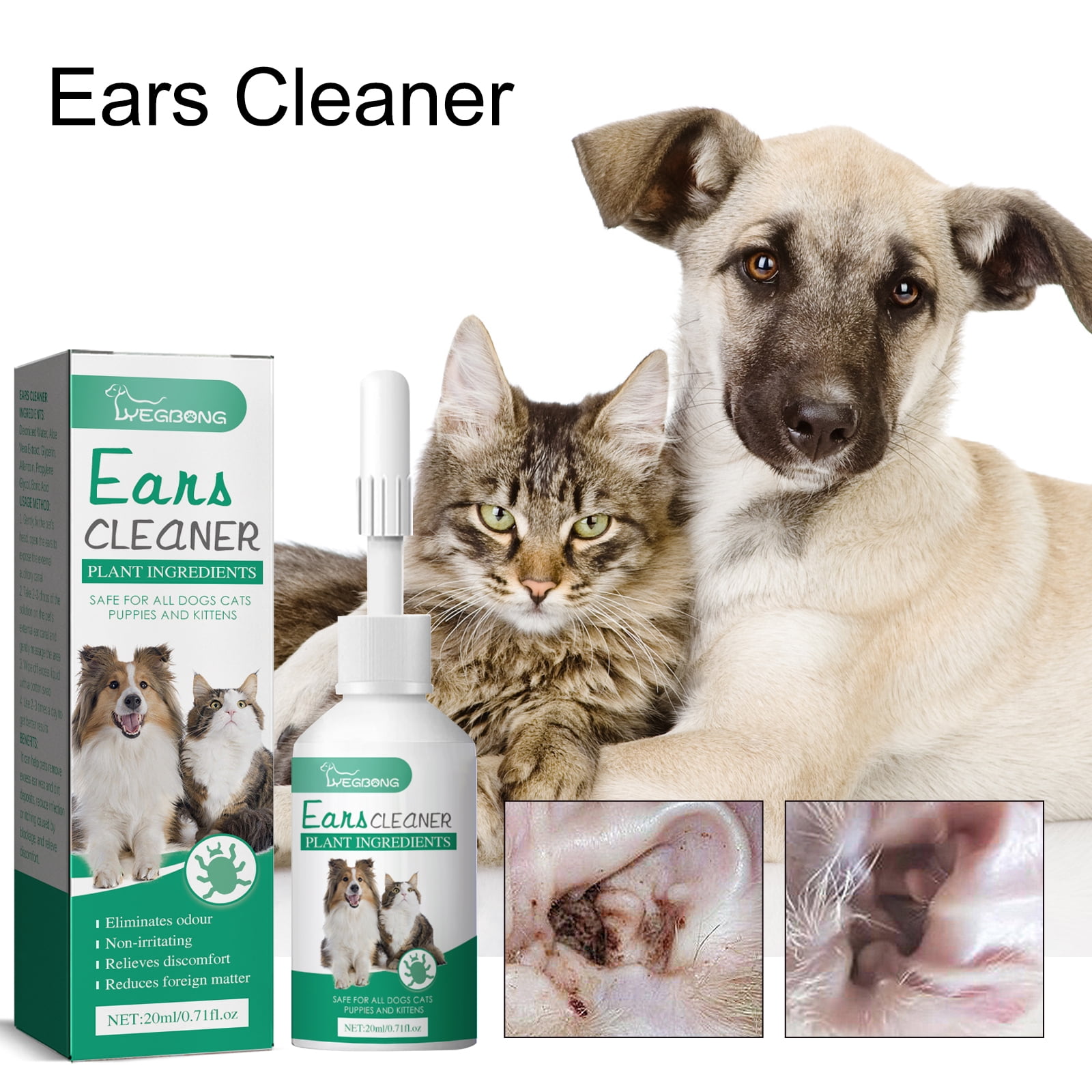 Pet ear drops for cats and dogs universal ear canal cleansing ear mites