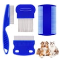 thumbnail image 1 of 4 Pack Flea Lice Comb,Stainless Steel Double sided Dog Eye Combs Tear Stain Remover Combs,Gentle Pet Comb to Remove Tangle and Knots, Tear Stain Remover,Dematting Tool for Small, Medium & Large Pets, 1 of 7