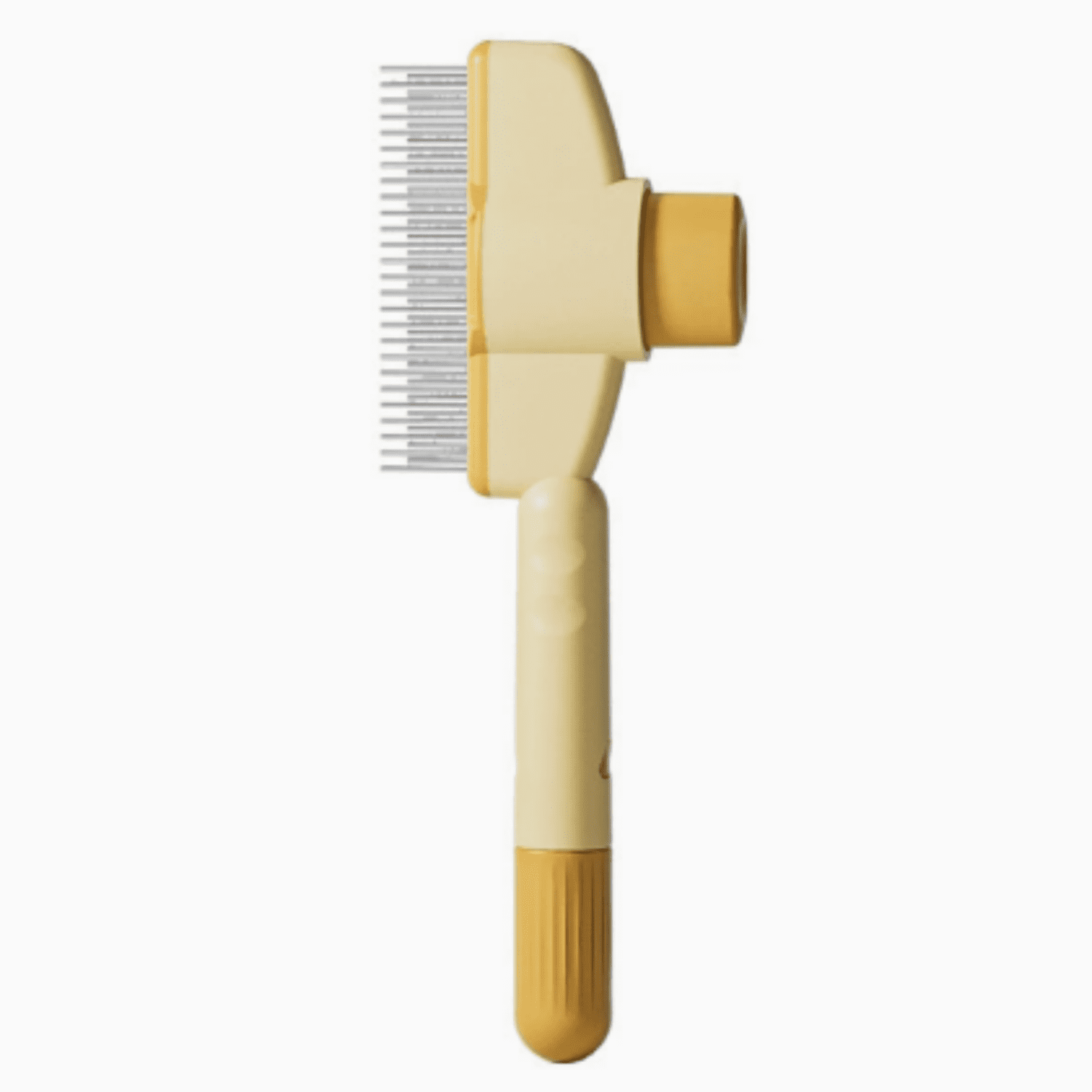 Pet hair removal comb Flea comb, grooming short and long haired cats, Massage and knotting, Cat grooming supplies, Cat brush with release button, Cat Hair Grooming brush (yellow)