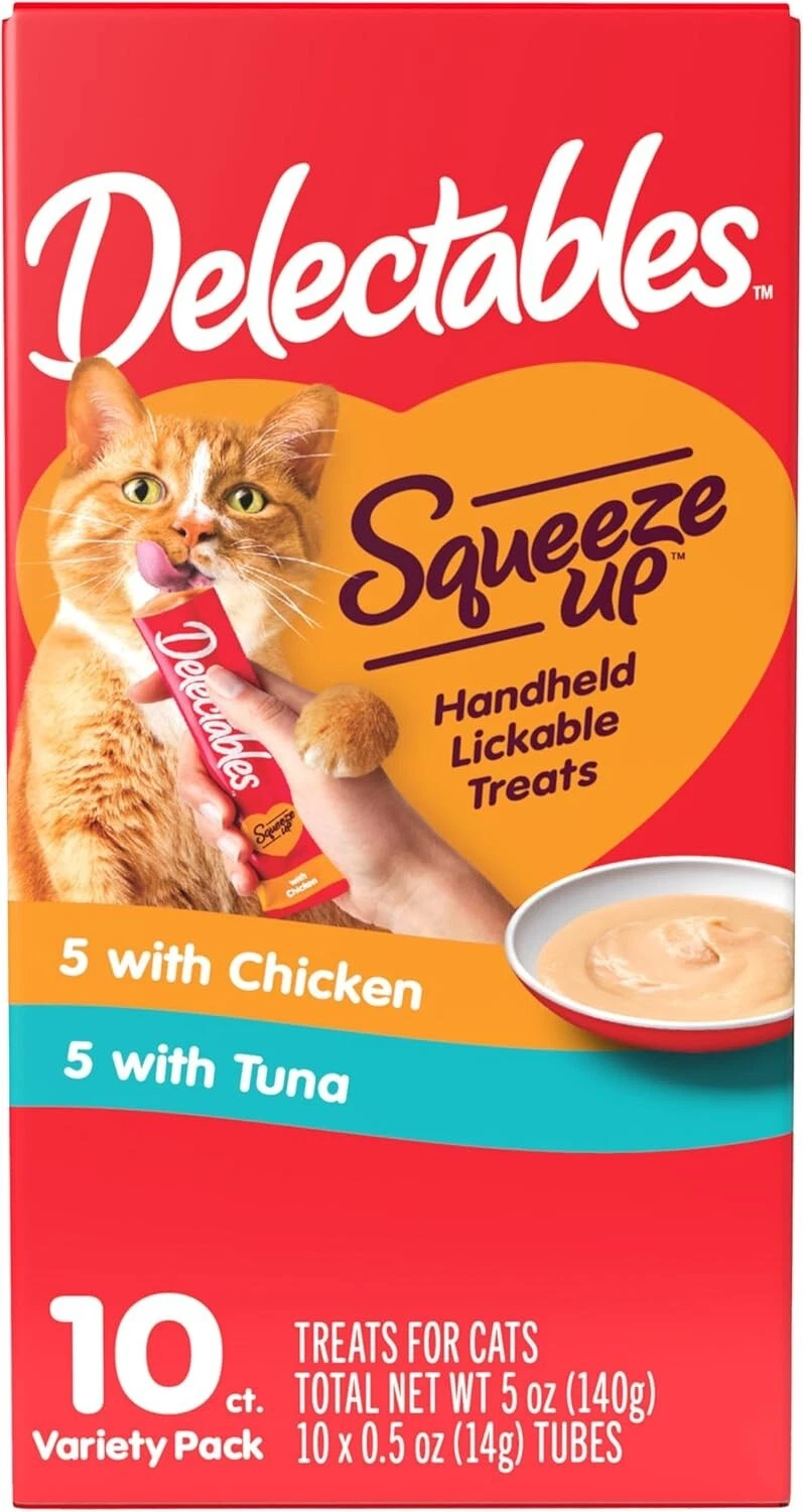 Pet kare - Hartz Delectables Squeeze Up Wet Cat Treats Chicken & Tuna, 10Ct 5 oz
