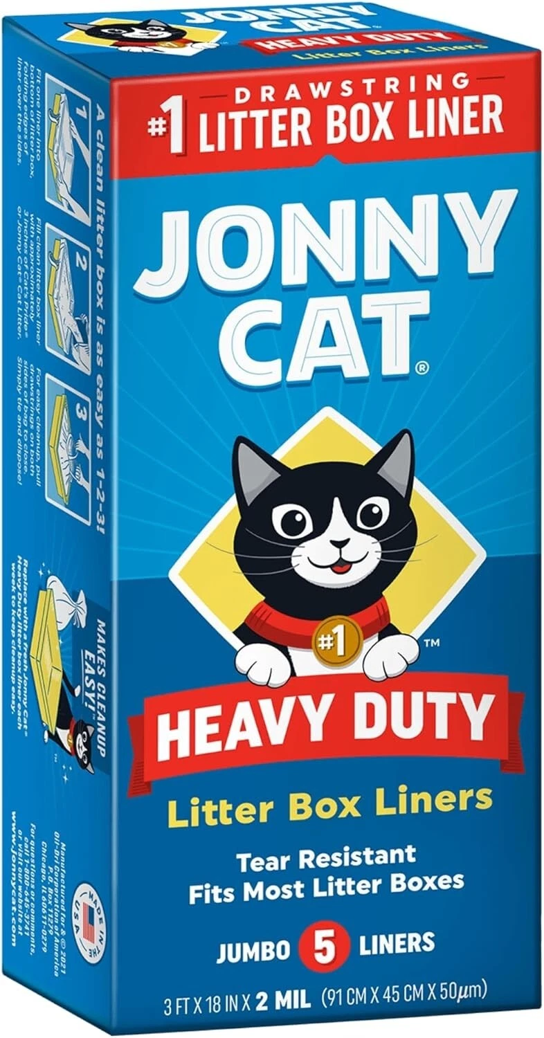 Pet kare - JONNY CAT Heavy Duty Jumbo Tear-Resistant Litter Box Liners, 5 Count