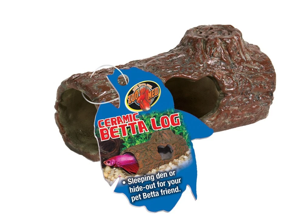 Pet kare - Zoo Med Labs Betta Ceramic Log Small Natural Looking Sinking Shelter Dwell Fish