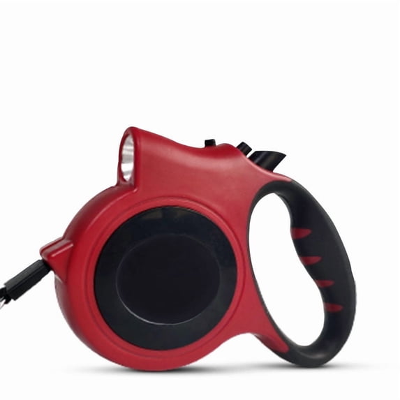 Pet leash Pet Retractable Dog with Flashlight Travel, Ergonomic Handle (red)
