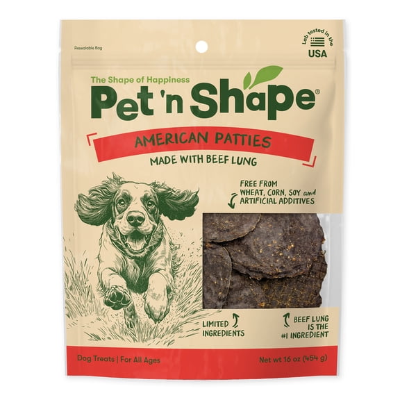 Pet 'n Shape All American Beef Lung Patties Dog Treats – Made and Sourced in the USA - 1 Pound