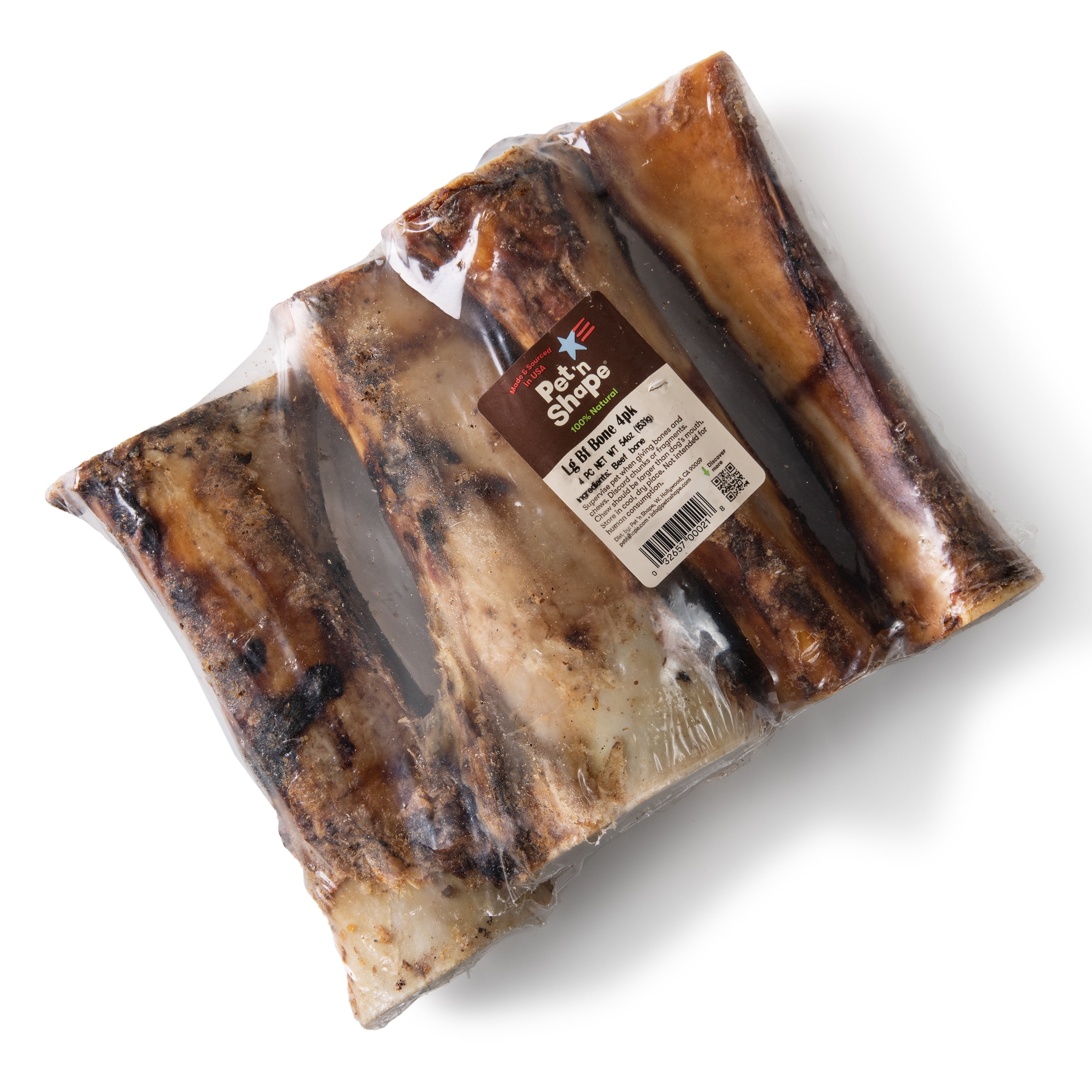 Pet 'n Shape Beef Bone Treat - Made & Sourced in The USA - Natural Dog Chewz, Large, 4 Count