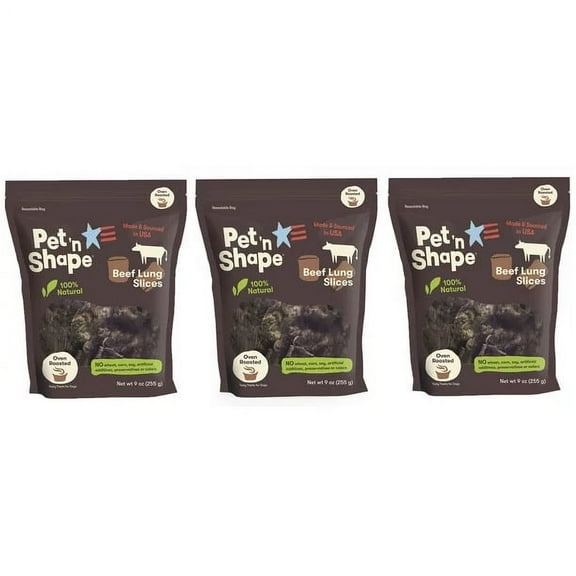 Pet 'n Shape Beef Lung Dog Treats – Made and Sourced in The USA - Natural Healthy Treat, 27 Ounce, 3 Pack