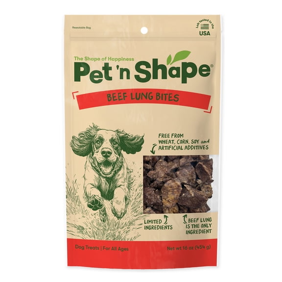 Pet 'n Shape Beef Lung Dog Treats – Made and Sourced in The USA - Natural Healthy Treats, 1 Pound