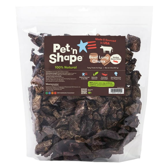 Pet 'n Shape CHUNX - Beef Lung Natural Dog Treats - Made and Sourced in the USA, 32 Ounce