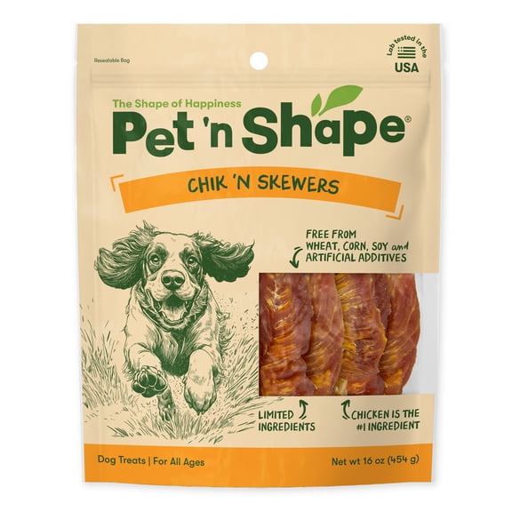 Pet 'n Shape Chik 'n Skewers - Chicken Wrapped Rawhide Chew Dog Treats - 1 Pound