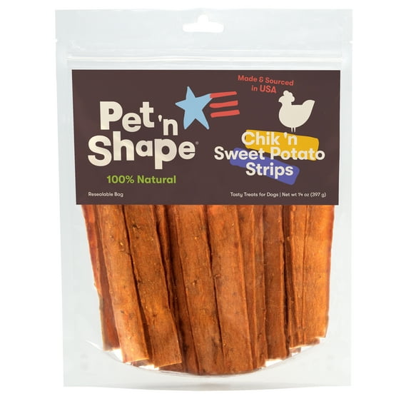 Pet 'n Shape Chik 'n Sweet Potato Strips – Made and Sourced in The USA-All Natural Healthy Dog Treat, 14 Ounce
