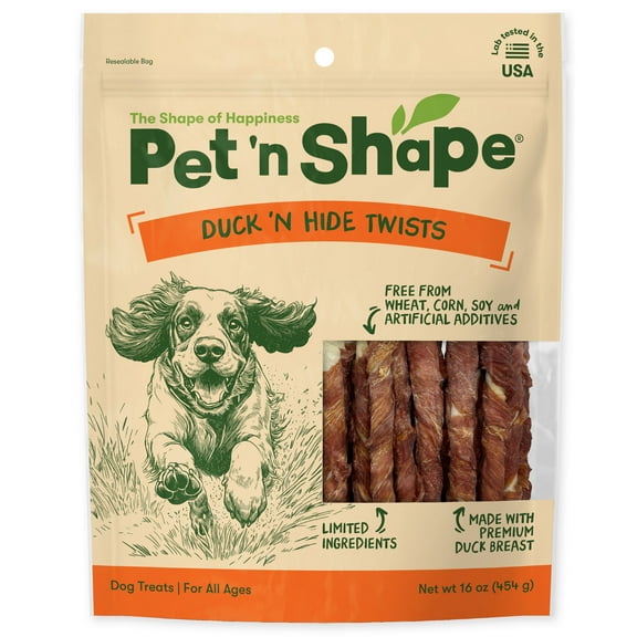 Pet 'n Shape Hide Twists – Duck Wrapped Rawhide Dog Treats - Small Twist - 1 Pound