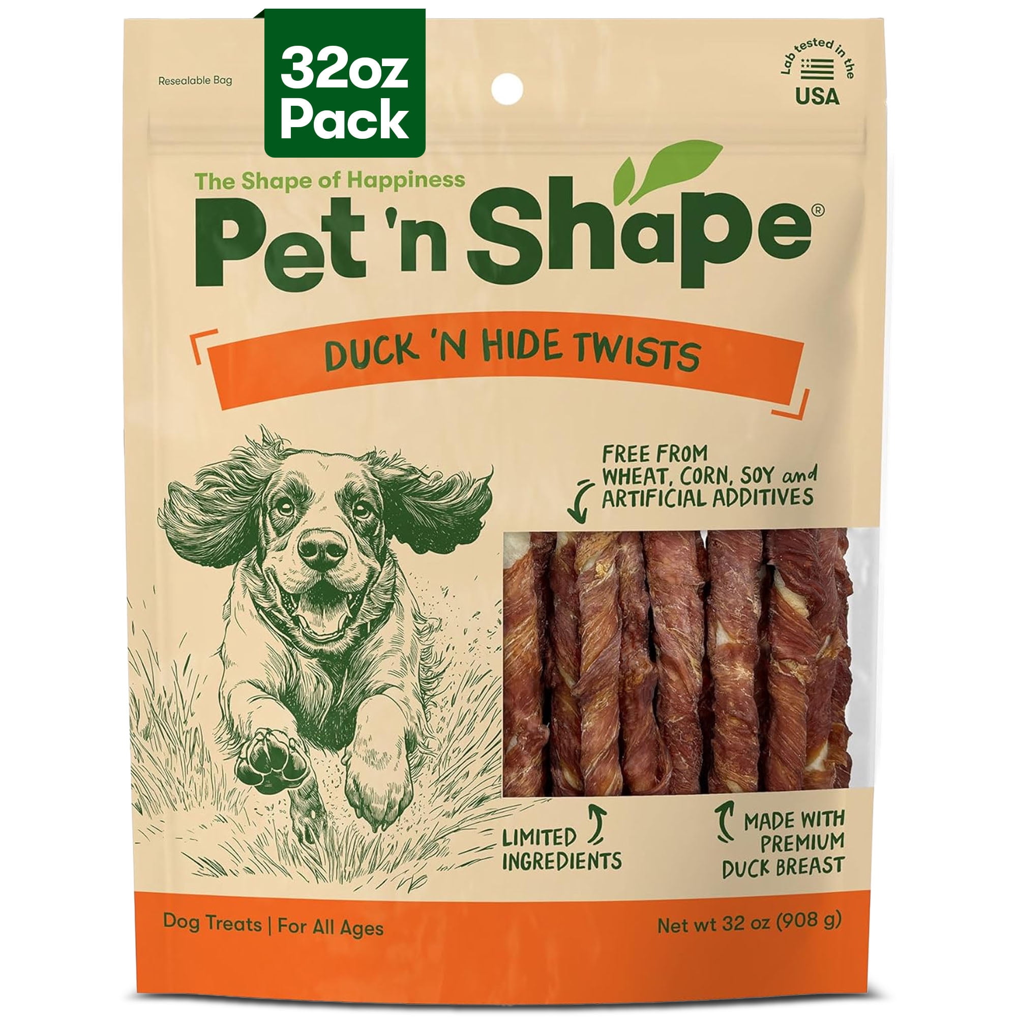 Pet 'n Shape Hide Twists – Duck Wrapped Rawhide Dog Treats - Small Twist - 2 Pounds