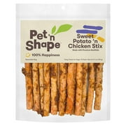 Pet 'n Shape Sweet Potato Chicken Sticks, 15 Count - Dog Chews - No Artificial Flavors, Colors, Or Preservatives - Protein Rich Alternative to Rawhide