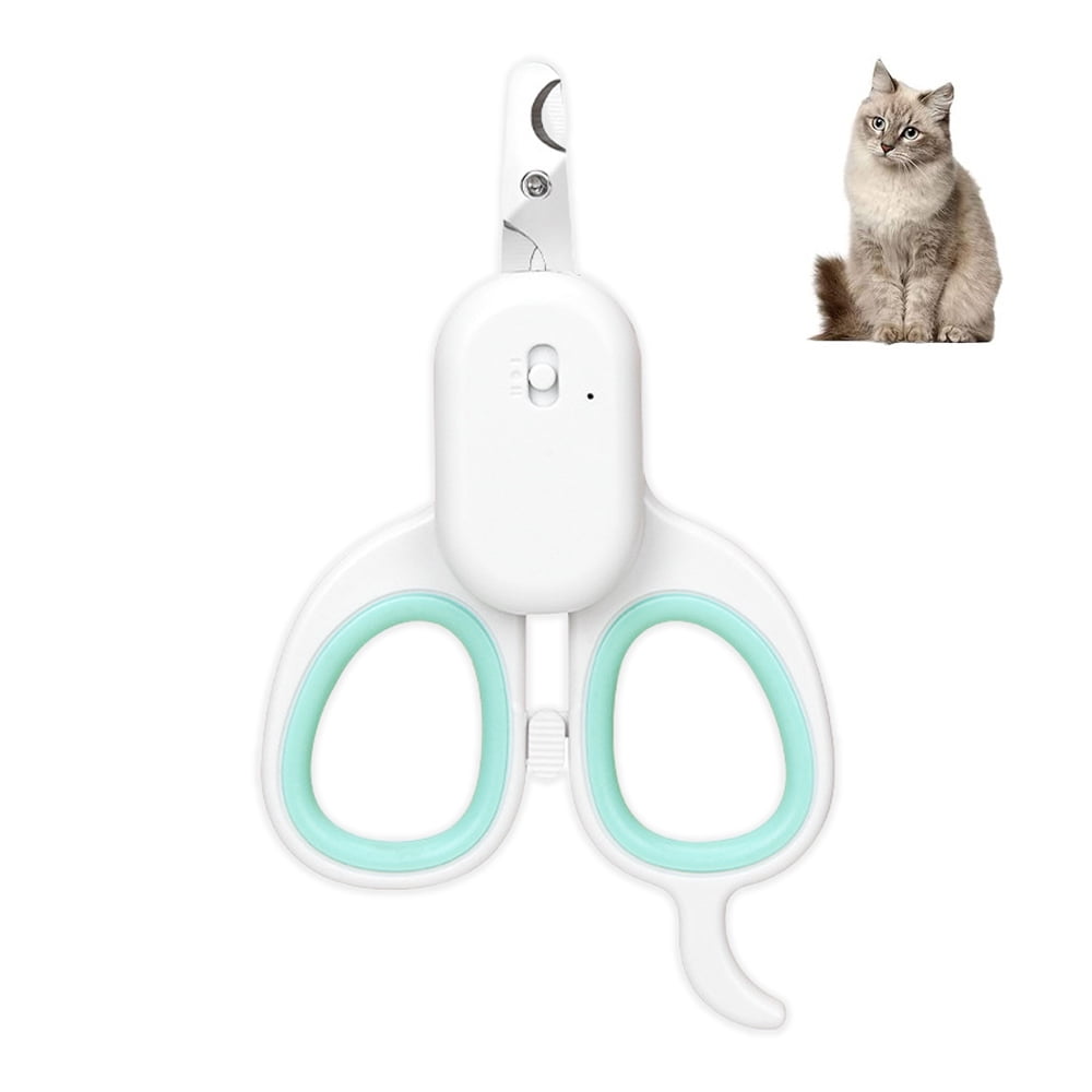 Pet nail clippers with LED and UV lights and cat claw trimmers with