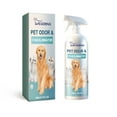 Pet odor neutralizing spray for cats and dogs. Air freshener to clean