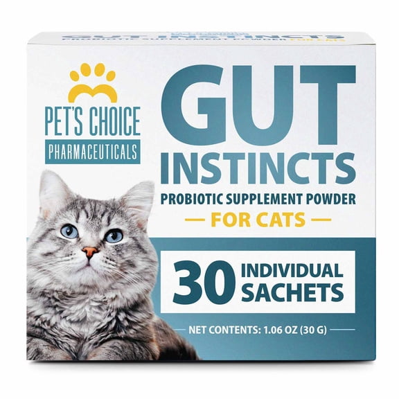 Pet’s Choice Gut Instincts Probiotic Powder Packets for Cats, 30 Count – Daily Digestive & Immune Support with Lactobacillus, Enterococcus, Inulin & Taurine – Chicken Liver Flavor