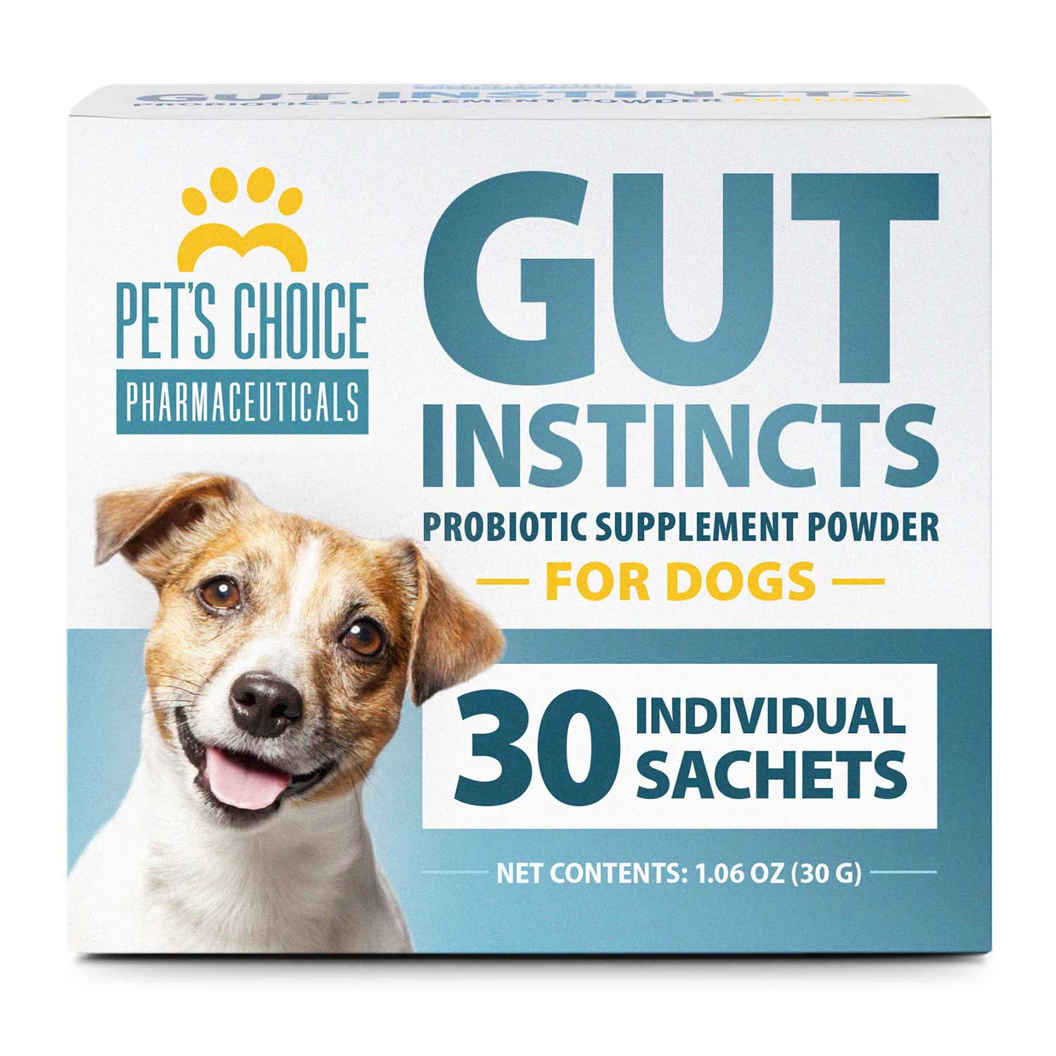 Pet's Choice Gut Instincts Probiotic Supplement Powder Packets for Dogs, 30 ct, Veterinary Formulated Dog Probiotics with Vitamins for Gut Health, Digestive Balance, Diarrhea Support, Chicken Flavor