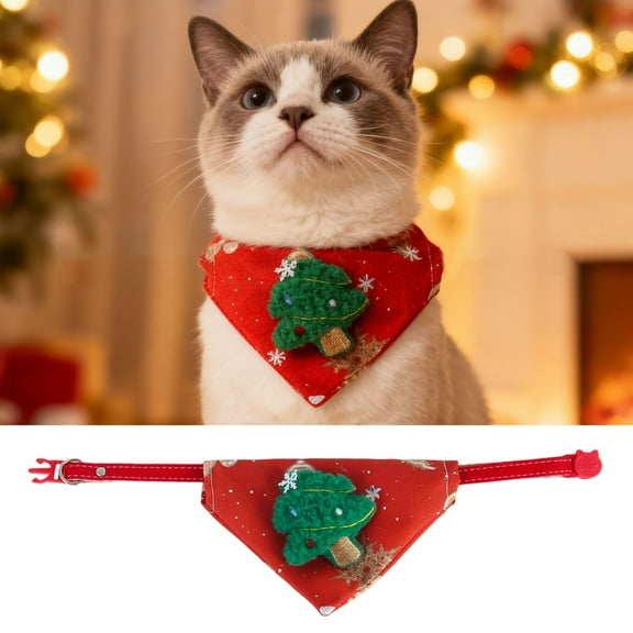 Pet's Clothes Christmas Bandana Collar 4 Styles Festive Cat Bandana With Adjustable Strap Santasnowmanreindeer Scarf For Holiday Party Costume