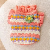 Pet's Clothes Christmas Winter Cat With 3D Floral Stripes Cozy Knitted Sweater For Indoor Cats