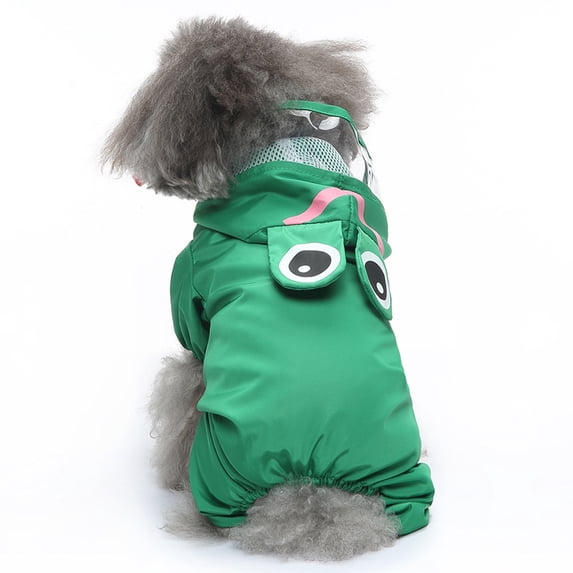 Pet's Clothes In Rainy Days Pet's Four Foot Reflective Raincoat Frog Pattern Dog Poncho