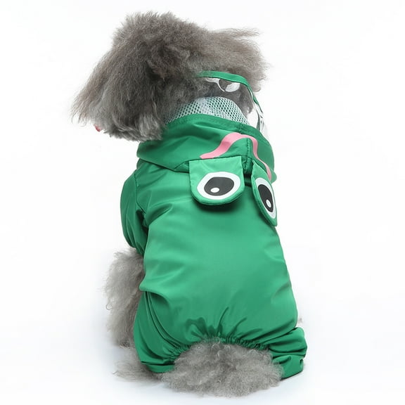 Pet's Clothes In Rainy Days Pet's Four Foot Reflective Raincoat Frog Pattern Dog Poncho