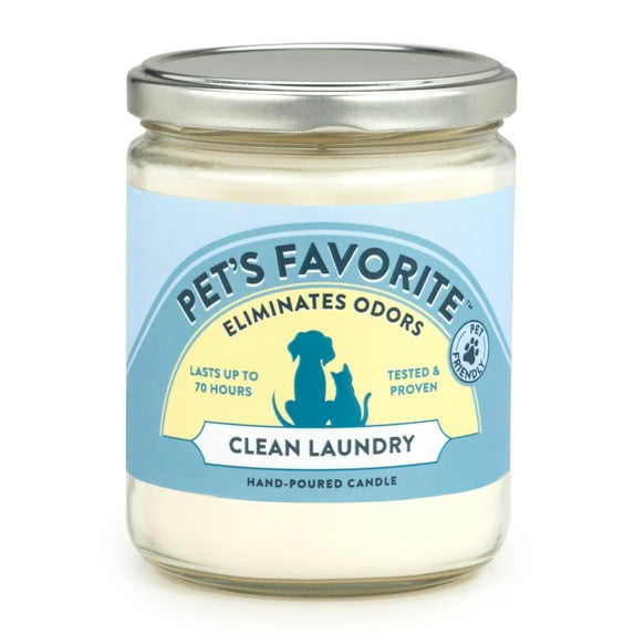 Pet's Favorite Hand-Poured Odor Eliminating Candle, Clean Laundry Scent, Dogs and Cats