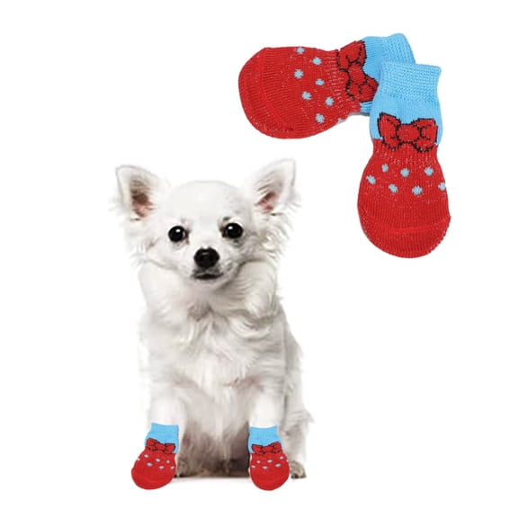 Pet socks Pet supplies Knitted non-slip warm cotton socks Breathable comfortable dog socks-red-s