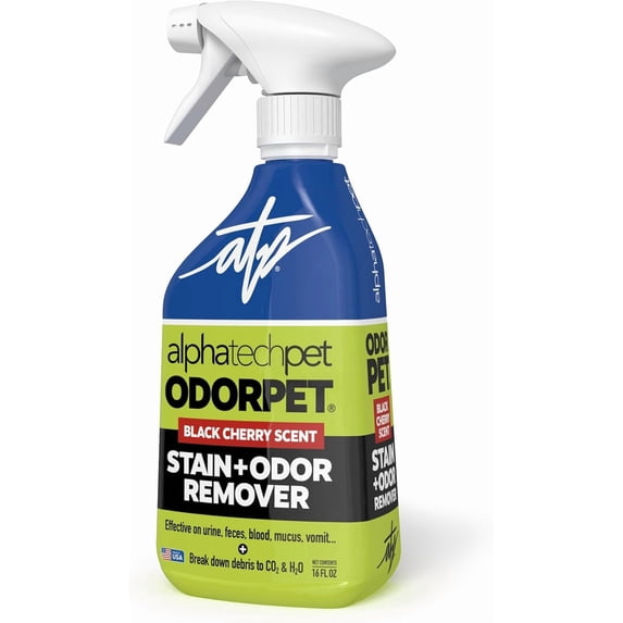 Pet stain remover and deodorizer-16 ounce ready-to-use spray, non-staining, professional strength, black cherry scent, manufactured by