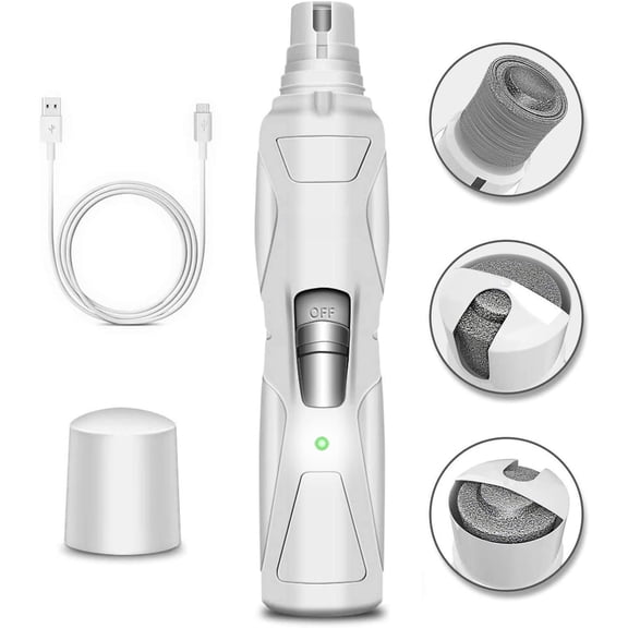 Pet with Light & 2 Heads, 2-Speed Low Noise & , Pet Trimmer File, Painless Paw Claw Care, Quiet Toenail Tool for L/M/S Dogs/Cats